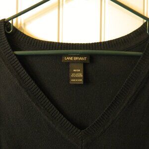 Lane Bryant Black long sleeve knit V Neck top Size 18/20